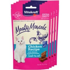 Vitakraft Meaty Morsels Chicken With Salmon Recipe Soft Cat Treats, 1.4-oz Pouch, Pack Of 4