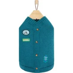 Frisco Teal Button Down Dog & Cat Sweater -Pawfect Care 353580 PT4. AC SS1800 V1659727011