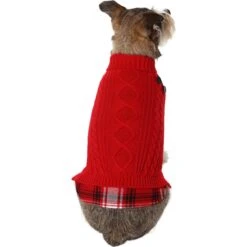 Frisco Plaid Cable Knit Dog & Cat Sweater -Pawfect Care 353611 PT2. AC SS1800 V1659007313