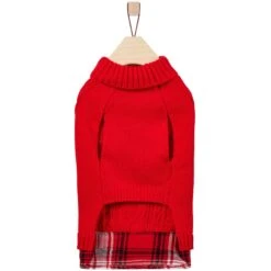 Frisco Plaid Cable Knit Dog & Cat Sweater -Pawfect Care 353611 PT5. AC SS1800 V1659726594