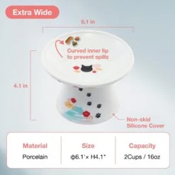 Necoichi Extra Wide Raised Cat Food Bowl 11 Necoichi Extra Wide Raised Cat Food Bowl -Pawfect Care 357119 PT3. AC SS1800 V1657657126