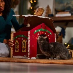 Frisco Holiday Santa's Workshop Cardboard Cat House -Pawfect Care 360881 PT3. AC SS1800 V1695648150