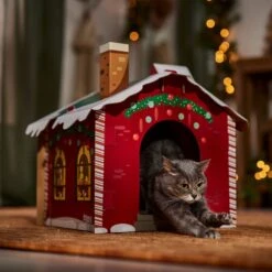 Frisco Holiday Santa's Workshop Cardboard Cat House -Pawfect Care 360881 PT4. AC SS1800 V1695648152