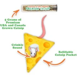 Meowijuana Get Cheesy Mouse & Cheese Refillable Plush Cat Toy With Catnip -Pawfect Care 363612 PT2. AC SS1800 V1643906485