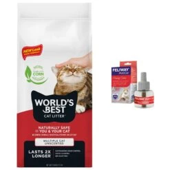 Feliway MultiCat Calming Diffuser Refill For Cats, 30 Day & World's Best Multi-Cat Unscented Clumping Corn Cat Litter