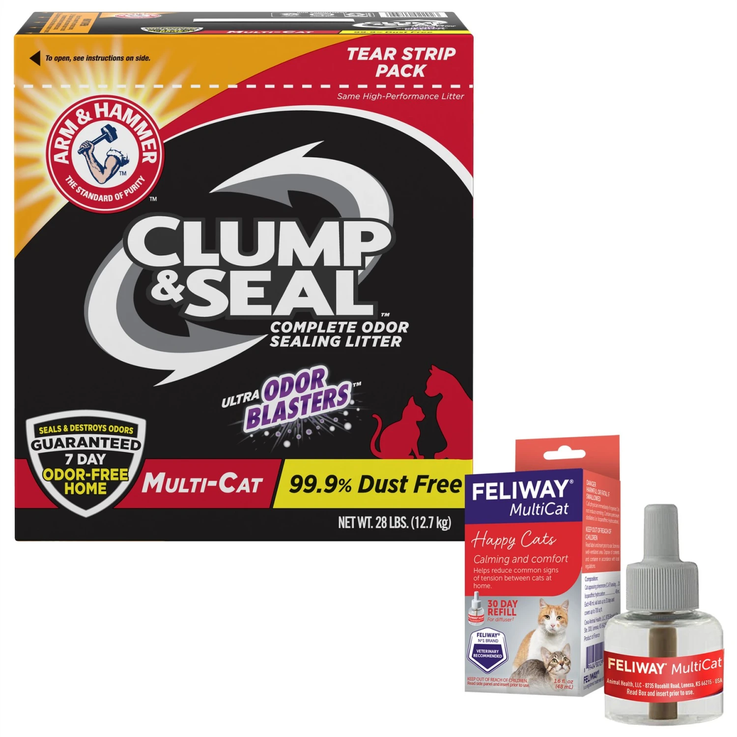 Feliway MultiCat Calming Diffuser Refill For Cats, 30 Day & Arm & Hammer Litter Clump & Seal Multi-Cat Scented Clumping Clay Cat Litter 3 Feliway MultiCat Calming Diffuser Refill For Cats, 30 Day & Arm & Hammer Litter Clump & Seal Multi-Cat Scented Clumping Clay Cat Litter