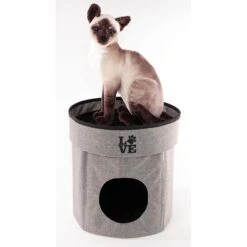Precious Tails Home Base Circular 2-Tier Collapsible Cat Cave -Pawfect Care 366629 PT2. AC SS1800 V1646090790