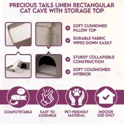 Precious Tails Home Base Rectangular 2-Tier Collapsible Cat Cave -Pawfect Care 366632 PT8. AC SS1800 V1644372403