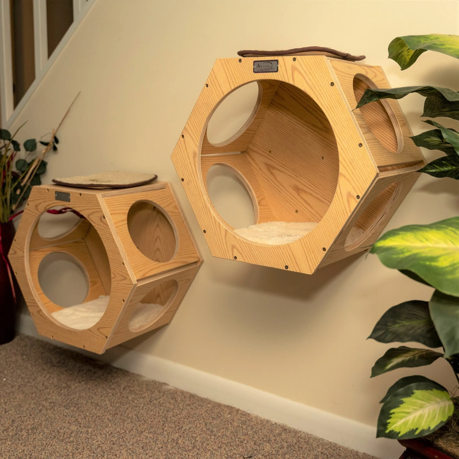 Armarkat Real Wood Cat Wall Additions, Natural Beige, 2 Count 5 Armarkat Real Wood Cat Wall Additions, Natural Beige, 2 Count - Image 3