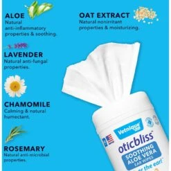 Vetnique Labs Oticbliss Aloe Vera With Essential Oils Dog & Cat Ear Wipes, 60 Count -Pawfect Care 528574 PT4. AC SS1800 V1650301600