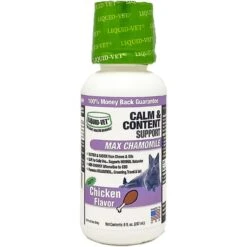 Liquid-Vet Calm & Content Support Chicken Flavor Liquid Calming Supplement For Cats, 8-oz Bottle