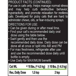 Liquid-Vet Calm & Content Support Chicken Flavor Liquid Calming Supplement For Cats, 8-oz Bottle -Pawfect Care 538302 PT2. AC SS1800 V1652452605
