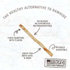 Earth Animal No-Hide Stix Long Lasting Natural Rawhide Alternative Beef Recipe Chew Dog & Cat Treat Sticks + 2 Items -Pawfect Care 546886 PT3. AC SS1800 V1698091925
