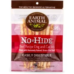 Earth Animal No-Hide Stix Long Lasting Natural Rawhide Alternative Beef Recipe Chew Dog & Cat Treat Sticks + 2 Items -Pawfect Care 546886 PT4. AC SS1800 V1698093459