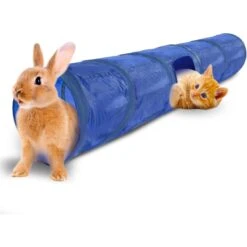 SunGrow Cat & Bunny Collapsible Play Tunnel Indoor Rabbit & Small Pet Crinkle Tube Hideout Toy