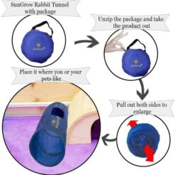 SunGrow Cat & Bunny Collapsible Play Tunnel Indoor Rabbit & Small Pet Crinkle Tube Hideout Toy -Pawfect Care 604566 PT4. AC SS1800 V1682952855