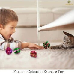 SunGrow Interactive Colorful Indoor Cat & Ferret Mylar Crinkle Balls & Chase Toy, 2-in, 24 Count -Pawfect Care 616582 PT4. AC SS1800 V1672337762