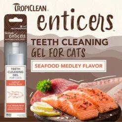 TropiClean Enticers Seafood Medley Flavor No Brushing Cat Teeth Cleaning Gel, 2-oz Tube -Pawfect Care 647270 PT3. AC SS1800 V1666839091