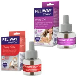 Feliway Classic Calming Diffuser Refill For Cats, 30 Day & Feliway MultiCat Calming Diffuser Refill For Cats, 30 Day