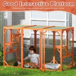 Coziwow Outdoor Wooden Cat Cage Playpen -Pawfect Care 666030 PT5. AC SS1800 V1668456889