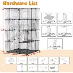 Coziwow DIY 4-Door Large Cat Cage Playpen, Black, 72-in -Pawfect Care 677126 PT2. AC SS1800 V1680115293
