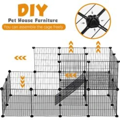 Coziwow DIY 4-Door Large Cat Cage Playpen, Black, 72-in -Pawfect Care 677126 PT3. AC SS1800 V1680115346
