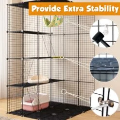 Coziwow DIY 4-Door Large Cat Cage Playpen, Black, 72-in -Pawfect Care 677126 PT4. AC SS1800 V1680111421
