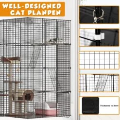Coziwow DIY 4-Door Large Cat Cage Playpen, Black, 72-in -Pawfect Care 677126 PT5. AC SS1800 V1680113542