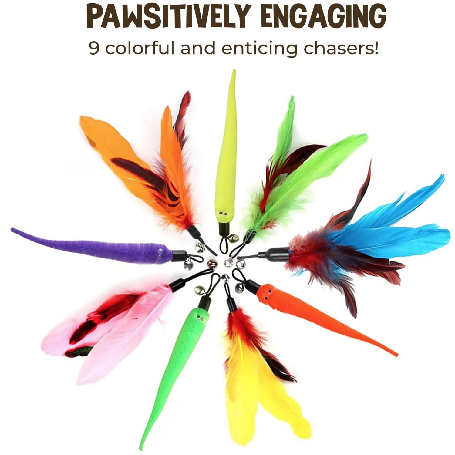 SunGrow Feather Teaser Wand & Fishing Pole Interactive Toy For Indoor Cat & Dog, 11 Count 5 SunGrow Feather Teaser Wand & Fishing Pole Interactive Toy For Indoor Cat & Dog, 11 Count - Image 3