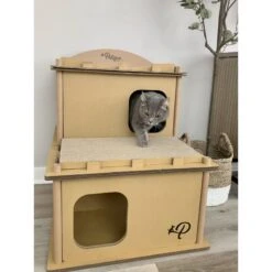 Petique Feline Villa Cat House, Tan -Pawfect Care 688390 PT6. AC SS1800 V1666650039