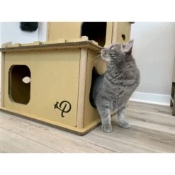 Petique Feline Villa Cat House, Tan -Pawfect Care 688390 PT8. AC SS1800 V1666649857