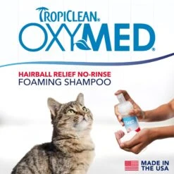 TropiClean OxyMed Waterless Hairball Relief Cat Dry Shampoo & Conditioner, 7.4-oz Bottle -Pawfect Care 704278 PT2. AC SS1800 V1671551862