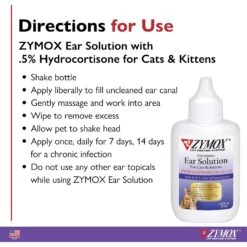 Zymox Enzymatic Kitten & Cat Ear Solution With 0.5% Hydrocortisone, 1.25-oz Bottle -Pawfect Care 705430 PT3. AC SS1800 V1671720955