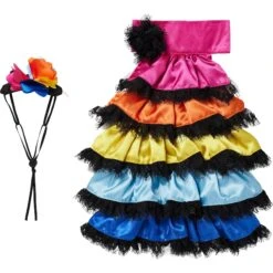 Frisco Ruffle Party Dog & Cat Dress + Headpiece -Pawfect Care 707350 PT4. AC SS1800 V1689350668