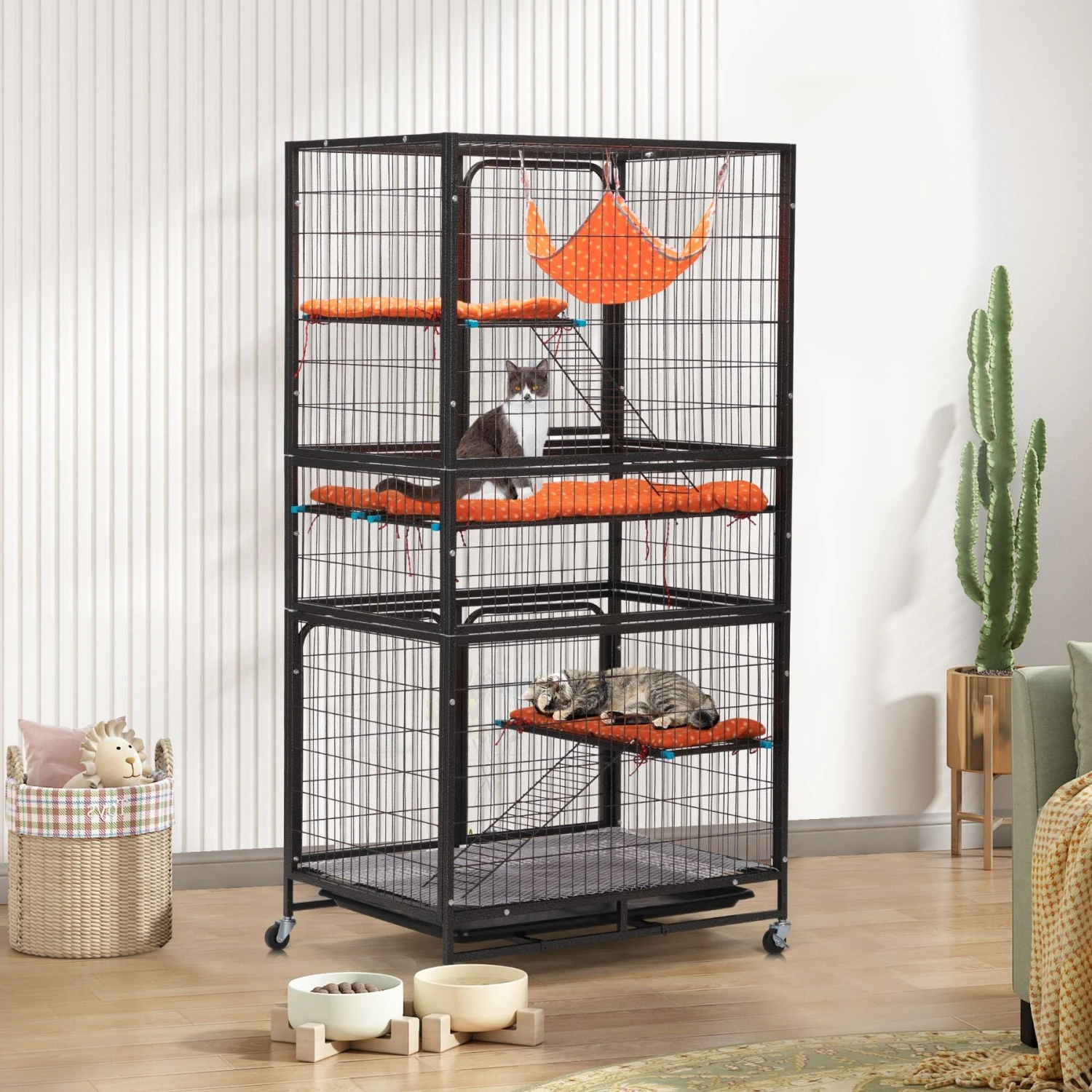 Coziwow 3-Door Heavy Duty Cat Cage Playpen With Wheels 3 Coziwow 3-Door Heavy Duty Cat Cage Playpen With Wheels