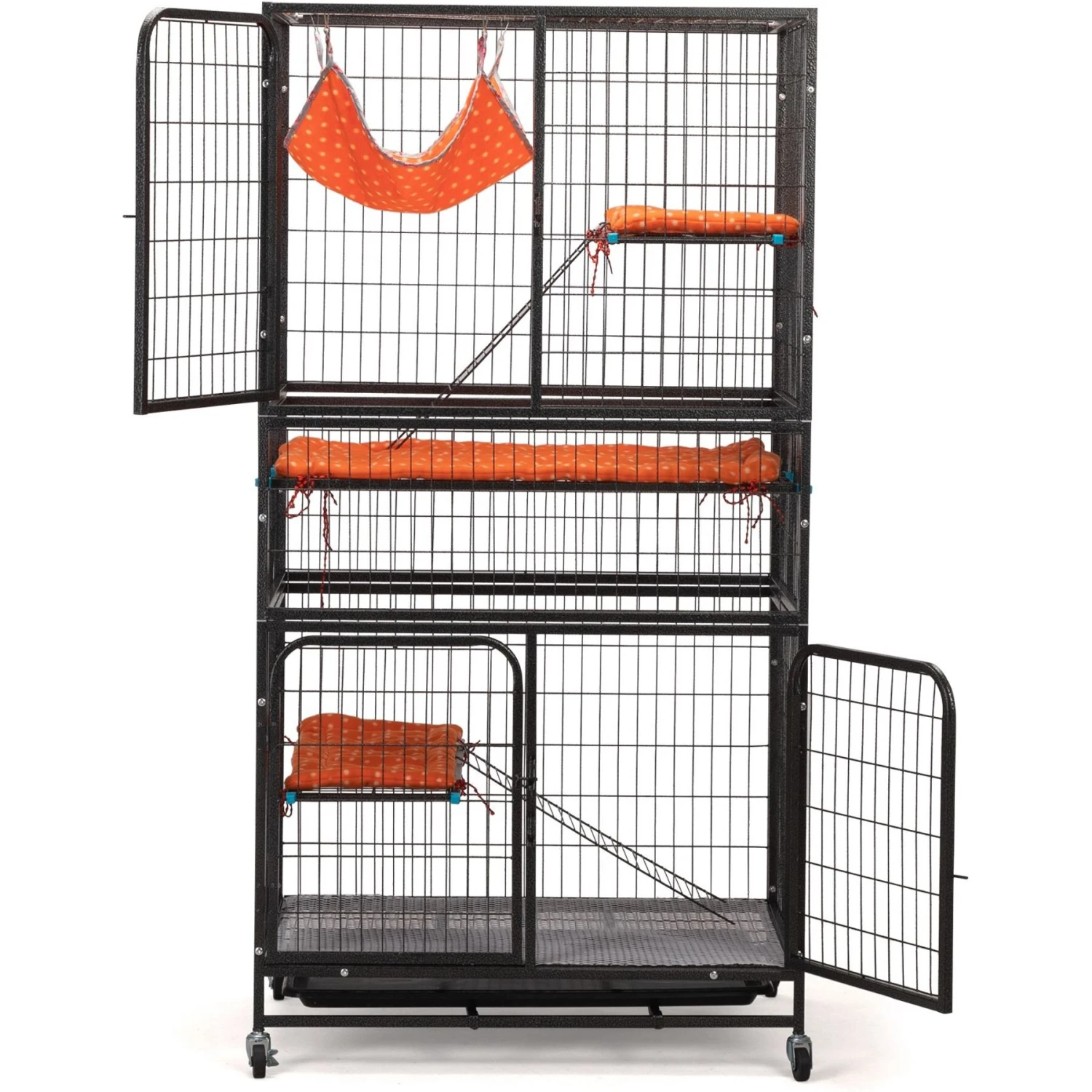 Coziwow 3-Door Heavy Duty Cat Cage Playpen With Wheels 6 Coziwow 3-Door Heavy Duty Cat Cage Playpen With Wheels - Image 4