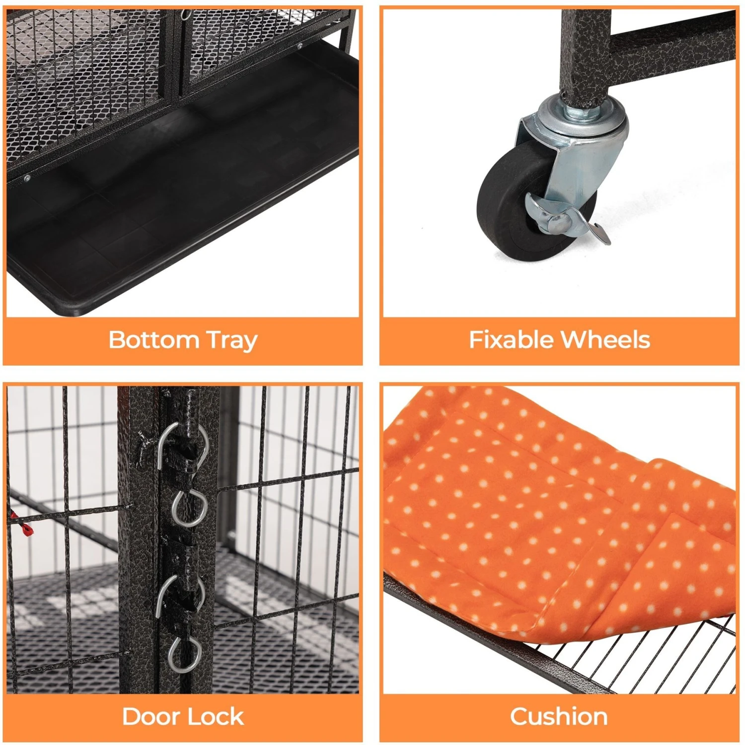 Coziwow 3-Door Heavy Duty Cat Cage Playpen With Wheels 7 Coziwow 3-Door Heavy Duty Cat Cage Playpen With Wheels - Image 5