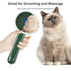 Fido Fave Self-Cleaning UV Sterilization Cat Slicker Brush, Green, Medium -Pawfect Care 715022 PT2. AC SS1800 V1669397226
