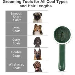Fido Fave Self-Cleaning UV Sterilization Cat Slicker Brush, Green, Medium -Pawfect Care 715022 PT8. AC SS1800 V1669397222