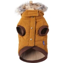 Frisco Heavy Weight Lux Corduroy Insulated Dog & Cat Coat With Fur Trimmed Hood -Pawfect Care 719966 PT4. AC SS1800 V1692978846