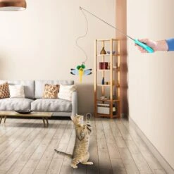 Penn-Plax Retractable Wand With Dragonfly Toy, Metal Bell, & LED Mouse Light Cat Teaser -Pawfect Care 729991 PT8. AC SS1800 V1670265455