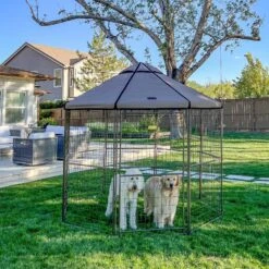 Win World Pet Gazebo Dog Kennel, Earth Taupe, 8-ft -Pawfect Care 732814 PT6. AC SS1800 V1670525421