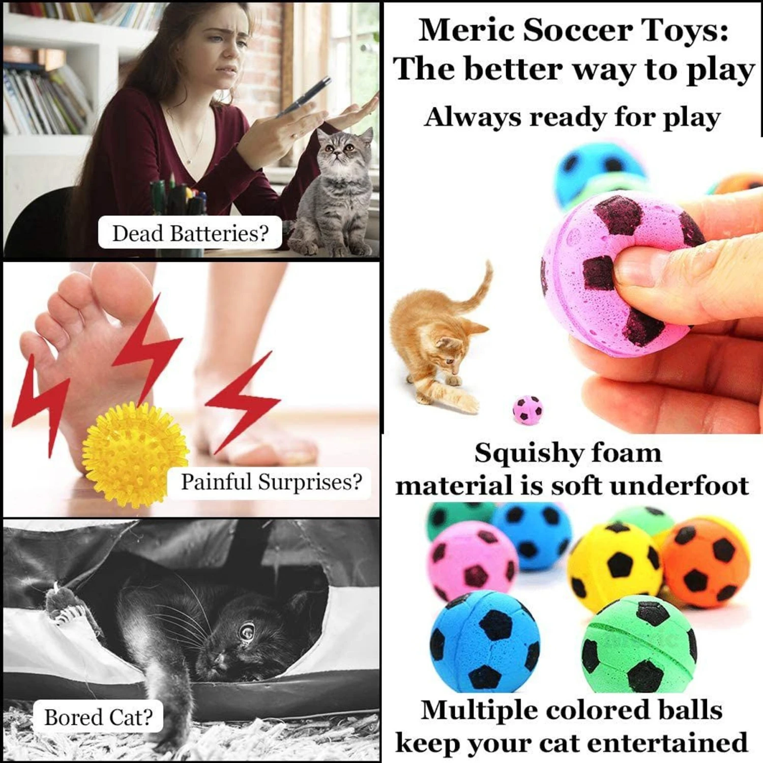 CoCoo Interactive Cat & Ferret Foam Soccer Fetch & Play Bouncy Ball Toy 5 CoCoo Interactive Cat & Ferret Foam Soccer Fetch & Play Bouncy Ball Toy - Image 3