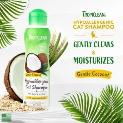 TropiClean Gentle Coconut Hypoallergenic Cat Shampoo, 12-oz Bottle -Pawfect Care 769486 PT2. AC SS1800 V1684417543