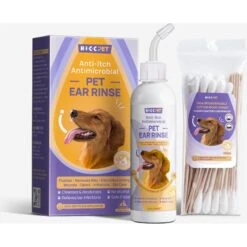 HICC PET Antibacterial Cat & Dog Ear Rinse With Cotton Swabs, 4-oz Bottle