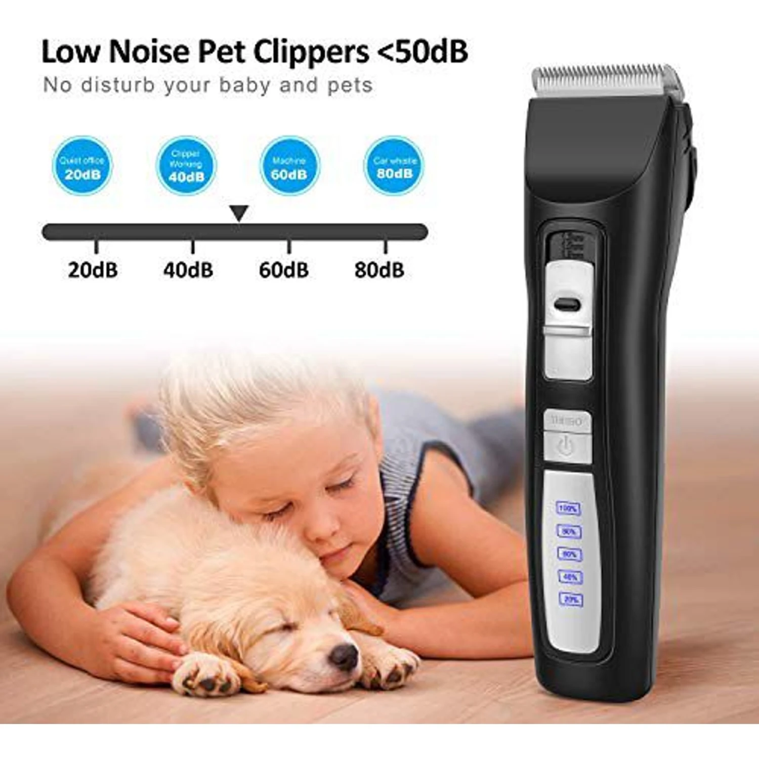 Casfuy 2-Speed Cordless Quiet Dog & Cat Hair Grooming Clippers Kit, Black 6 Casfuy 2-Speed Cordless Quiet Dog & Cat Hair Grooming Clippers Kit, Black - Image 4