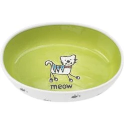 PetRageous Designs Silly Kitty Oval Ceramic Cat Bowl
