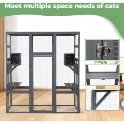 Coziwow Patio Outdoor Cat Playpen, Grey, Large -Pawfect Care 804398 PT2. AC SS1800 V1687293650