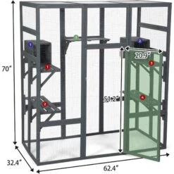 Coziwow Patio Outdoor Cat Playpen, Grey, Large -Pawfect Care 804398 PT6. AC SS1800 V1687293712