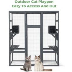 Coziwow Patio Outdoor Cat Playpen, Grey, Large -Pawfect Care 804398 PT7. AC SS1800 V1687294701